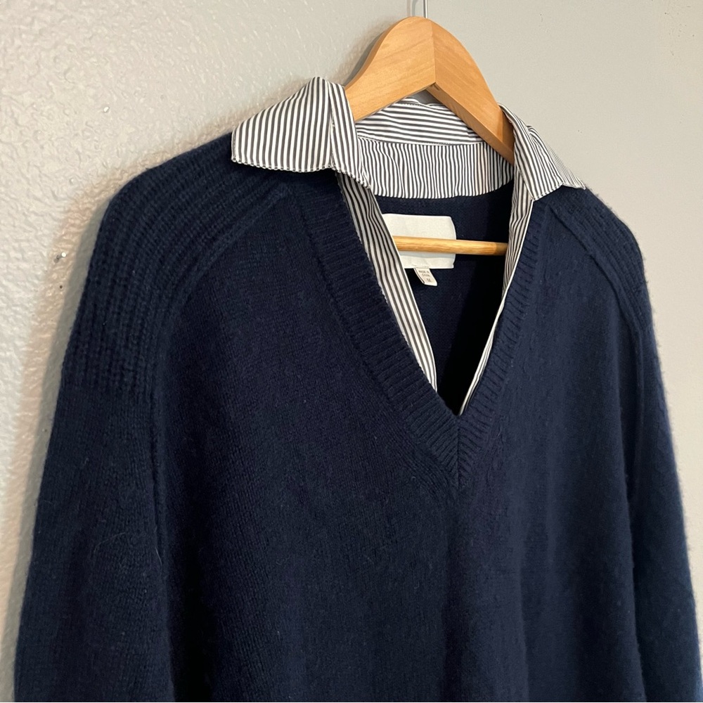 Brochu Walker Navy The Looker Layered V-Neck Sweater M - Picture 6 of 10